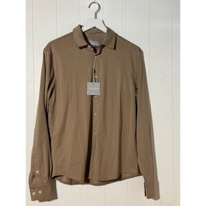Hickey Freeman New York Button Down New Classic Fit Taupe Long Sleeve Small